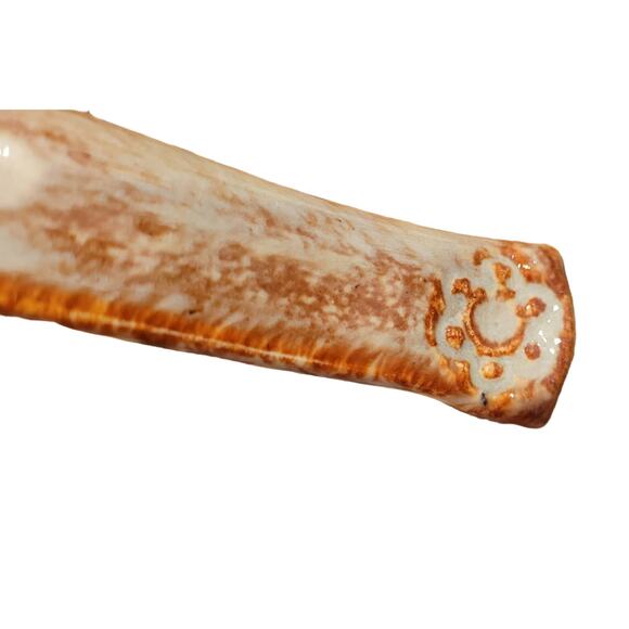 Art Pottery Brown striped and white drip glaze teapot signed - Picture 6 of 13